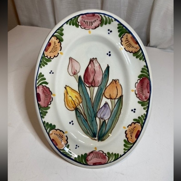 Vintage hand painted Delft Poly tulip plate - Picture 4 of 5